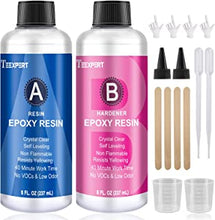 Epoxy Resin Crystal Clear Kit -16oz /474ml Casting Resin for Jewellery DIY Art Craft Resin Coating Easy Cast Epoxy, with Instructions/Bonus Sticks/Graduated Cups/Beak Cover/Dropper/Gloves