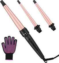 LXMTOU Hair Curling Wand for Long Short Thick Fine Hair 9mm to 32mm 3 Barrel Ceramic Curling Iron Tapered 3 in 1 Curler Set with Glove