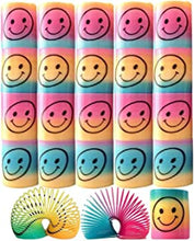 12 Mini Rainbow Smiley Face Springs Slinky Pinata Party Loot Bag Fillers Toy, Multi