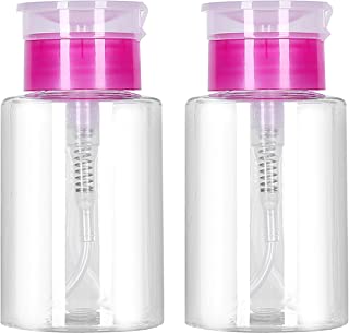 Leevia 2 Pcs 180ml Nail Polish Remover Pump Dispenser Push Down Cleanser Bottle Nail Polish Remover Liquid Bottle Container for Nail Polish and Makeup Remover Nail Art Tool Travel Set