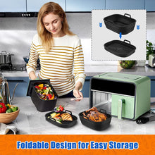 Auniq Foldable Silicone Air Fryer Liners for Ninja Dual Air Fryer AF400UK, AF451UK & Tower T17088, 6Pcs Dual Air Fryer Accessories Reusable Air Fryer Basket for 9L-9.5L Double Zone Air Fryer, Large