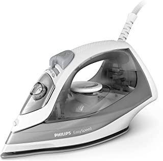 Philips Steam Iron Easyspeed - Steam Boost up to 100 gram - Ceramic Soleplate - Drip Stop -4 Settings - 2000W - 220 ml Watertank - Integrated Waterspray - GC1751/98 Grey,GC1751/89