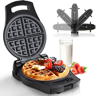 Waffle Maker Rotating, Aigostar 950W Waffle Iron with Non-Stick Coating, Deep Cooking Plates, Adjustable Temperature Control, Stainless Steel, Round