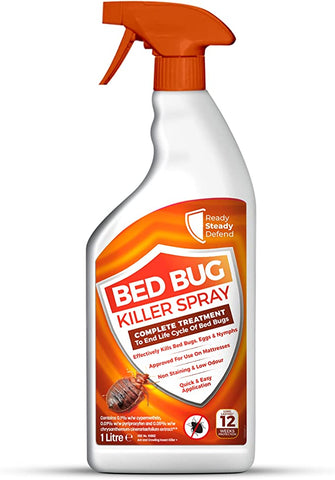 Bed Bug Killer Spray | 1 Litre | Complete Treatment to End Life Cycle of Bed Bugs, Eggs, Nymphs | Safe to Use On Mattresses, Bedding & Carpets | Non Staining & Low Odour | Quick & Easy Application