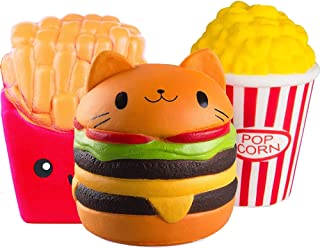 ZhengYue 3PCS Squishy Toys - Slow Rising Scented Jumbo Squishies Squeeze Stress Reliever Soft Toy Best Gift for Girls Boys(Popcorn+Fries+Burger)