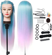 Hairdresser Training Head, DanseeMeibr Plus 26-28Inch Training Head 100% Synthetic Fiber Hair for Practicing Hair Styles, Soft Mannequin Dolls Head for Girls Stylists Hairdresser