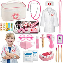 Sundaymot Doctors Set for Kids, 32 pcs Toy Doctors Kit with Stethoscope, Toddler Medical Play Set Role Play Dress Up Costume, Medical Carry Case for Boys Girls 3+ Years