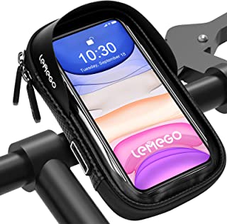 LEMEGO Bike Phone Holder Waterproof, Motorbike Phone Holder 360° Rotatable, Phone Holder for Bike, Motorcycle Phone Mount, Handlebar bag for iPhone 14/14Pro/13/11/X/8 Samsung LG Cellphones up to 6.7''