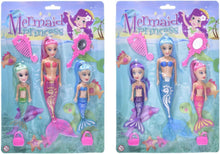 7 Piece Bath Time 3 Mermaid Princess Dolls with Bright Long Hair and Accessories, Boys and Girls Ocean Theme Waterproof Toys, Ideal for Bath, Pool, Water, Beach Pretend Fun Play (1 Set, 3 Mermaids)