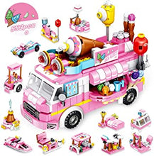 VATOS STEM Building Toys, 553 PCS Ice Cream Truck Building Blocks Set for 6 7 8 9 10 Years Old Girls, 25 Model Pink Creative Building Bricks Construction Toy Gifts for Kids Aged 6-12 and Up