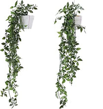 Danisch Set of 2 Hanging Artificial Plants Vines Plants Plastic Fake Plants Plant Pot Plant for Home Kitchen Garden Office Wedding Hanging Pot Wall Decoration Indoor Outdoor (White)