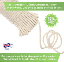 The Strongest Natural Cotton Clothesline Pulley by Smiths  20m/66ft X 5.5mm  Soft Braided 130kgs Pulling Force Rope  Snag & Tear Resistant  1 Year Guarantee!