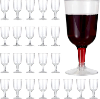 MATANA - 48 Pack Multi-use Clear Plastic Wine Glasses for Garden Wedding Anniversary and Birthday Party - 180ml