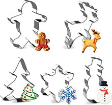 Christmas Cookie Cutter Set - Joyoldelf 5 Piece Stainless Steel Snowflake, Christmas Tree, Reindeer, Gingerbread Boy, Snowman for Kids