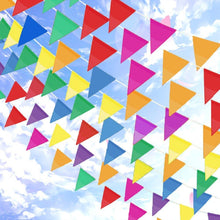 Topeedy Bunting Banner,200M Multicolor Nylon Pennant Banners with 300 Large Triangle Flags for Indoor Outdoor Party Home Garden Decoration