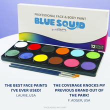 Blue Squid Face Paint PRO  12x10g Classic Colour Palette, Professional Face & Body Painting Supplies for Sfx, Adult & Kids, Safe Face Paint Kit for Sensitive Skin & Halloween makeup