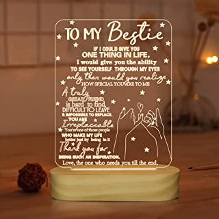 to My Bestie Gifts,3D Illusion Lamp I Love You Friends Night Light for Best Friend Sister Girls Women BFF Birthday Holiday Friendship Gift, Soft Warm White Colors LED Wooden Table Lamp