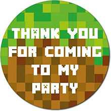 40mm Mine Gamer "Thank You for Coming to My Party" Round Stickers for Party Bags & Sweet Cones (24 x Stickers)