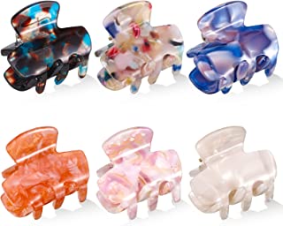 Fuyamp 6 Packs Hair Claw Clips, Celluloid French Butterfly Jaw Acetic Acid Hair Jaw Clips, Leopard Print Stylish Hair Accessories for Women Girls Curly Straight Long Hair