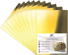 Gold Mirror Card A4 Gold Card Metallic Mirror Board Thick 250gsm Card Shiny Golden Sheets Mirror Foil Activity Craft Cardstock Reflective Shimmer Mirror Finish (Gold - 10 Sheets)