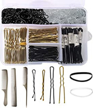 320 Pcs Bobby Pins & Hair Bands Set Including 100 Bobby Pins, 100 U Shape Hair Pins, 120 Pcs Hair Bands and 3 Hair Combs with Storage Box for Women/Girls