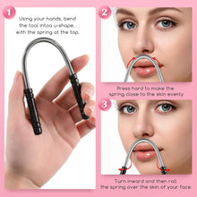 2 Pieces Facial Hair Remover Spring Eyebrow Face Epilator Threading Tool Remove Hair from Upper Lip, Chin, Cheeks and Neck for Women Girls or Men (Black, Rose Red)