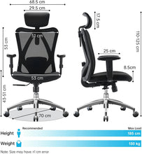 SIHOO Office Desk Chair, Ergonomic Computer Office Chair with Adjustable Headrest and Lumbar Support,High Back Executive Swivel Chair (Black)