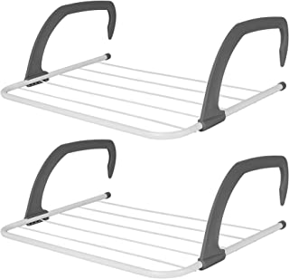 ASAB | Clothes Drying Rack | Over Radiator Airer | 3 Meters Hanging Space | Indoor/Outdoor Dryer | Foldable and Adjustable Hooks | Rustproof Coating - 2 Pack