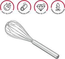 Metaltex 122830 Heavy Duty 8 Wire Stainless Steel Whisk, 30 cm, Silver