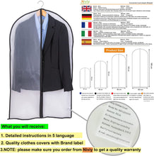 Niviy Garment Covers Dustproof Clothes Covers Moth Proof Coat Bag with Zip PEVA Translucent Dress Cover Waterproof Anti-mite Breathable Suit Protector 6pcs 60  100cm (Black)