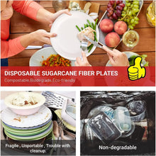 Super Rigid Disposable Plates (7 Inches) (Pack of 50), 100% Biodegradable White Bagasse Paper Plates, Made of Sugarcane Fibers - Perfect for Picnics Parties