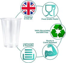 Beth's Kitchen Plastic Cups  Pack of 50. Strong, Heavy Duty, Clear Disposable Glasses, Perfect for Pubs, Parties & Picnics, & for Drinking Beer, Juices, & Water (Full-Pint (600ml))