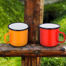 HaWare Enamel Coffee Tea Mug Set of 4 Red/Yellow/Blue/Green Enamel Drinking Mugs Cups, Ideal for Home/Office/Travel/Camping, Resusable & Portable, 350 ml12 Ounce