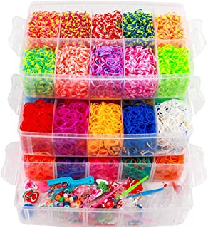 ONECK 15000 Loom Bands Kit with Loom Board, Kids Girls Elastic Bracelet Making Set for Starters with Hooks, Charms& Box