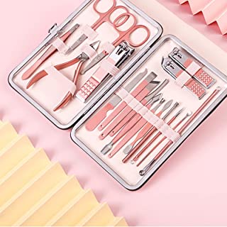 Manicure Set 18PCS Nail Set Nail Clipper Grooming Kit for Women, Men,Girls Professional Stainless Steel Nail Clippers Pedicure Tool Kit, with a Portable Case for Travel and Home