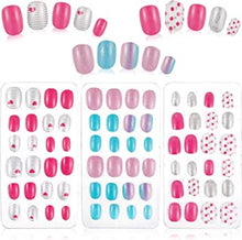 RosewineC 72 Pieces Girls Press on Nails Fake Nails Artificial Nail Tips Children Full Cover Short False Fingernails for Girls Kids Nail Art Decoration (Girls Press on Nails )