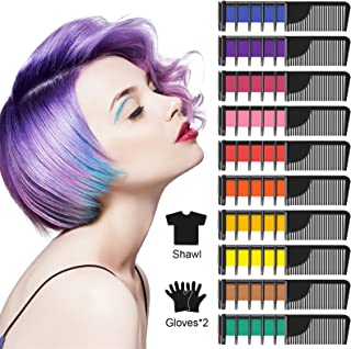 YUHENGLE Hair Chalk Comb, Hair Colorations, 10 Colors Temporary Hair Chalk Comb Gifts for Girls Kids, 5 Metallic Glitter Colors and 5 Regular Colors-for Carnival, Party,Christmas Halloween Birthday