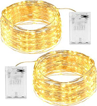 [2 Pack] Fairy Lights Battery Powered, 12M 120 LED String Lights Waterproof Outdoor/Indoor Copper Wire Light for Bedroom, Wedding, Party, Christmas, Patio, Decorative (Warm White)