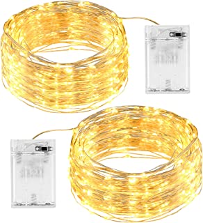 [2 Pack] Fairy Lights Battery Powered, 12M 120 LED String Lights Waterproof Outdoor/Indoor Copper Wire Light for Bedroom, Wedding, Party, Christmas, Patio, Decorative (Warm White)