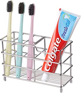 SENSOUSONG Tooth Stand Brush Toothpaste Storage Stand - Metal Steel Stainless Welding Drain Toothbrush Holder, for Bathroom, Razor, Cosmetics