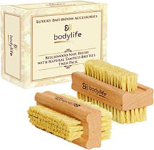 Bodylife Beechwood Nail Brush With Natural Cactus Tampico Bristles Twin Pack