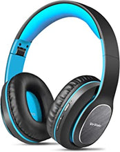 WorWoder 80Hrs Wireless Over Ear Headphones, Bluetooth 5.0 Wireless & Wired Mode, HiFi Stereo Foldable Bluetooth Headset, Soft Memory Foam Earmuffs for Work Travel Online Class (BLUE)