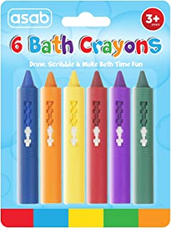 ASAB 6 Pack Baby Bath Crayons Non Toxic Education Fun Toy Easy Washable Wipe Clean Develop Creativity And Imagination Ages 3 Years +