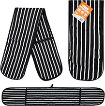 RASH Accessories Double Oven Gloves Butcher Quilted Stripe Pot Holder Heat Resistant Mitt 100% Cotton