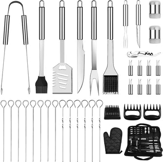 Grill Accessories BBQ Tools Set - 38Pcs Stainless Steel Barbecue Tool Kit with Case Grilling Accessory Utensils Sets Gift for Men Women Dad Outdoor Camping Backyard