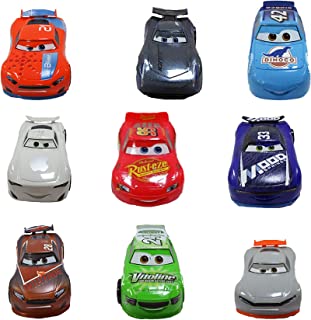 Disney Pixar Cars Deluxe Playset, 9 Pc., Detailed Car Figures including Lightning McQueen, Jackson Storm and more, Disney Store Toys with Colourful Character Artwork, Suitable for Ages 3+