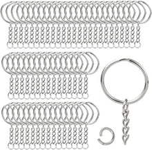 MaYuLa 100Pcs Keyring Key Chain Split Metal Key Rings with Link Chain and Open Jump Rings Bulk for Crafts DIY Jewelry Keyring Making 1"/25mm