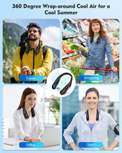 Portable Neck Fan, Upgraded Rechargeabl Bladeless Personal Neck Fan with 5000 mAh & 3 Speeds, Personal Headphone Design Hands Free Fan 360 Airflow for Sports Travel Outdoor Indoor (Black)