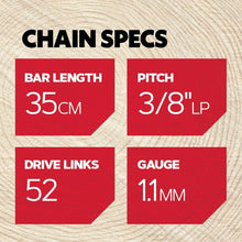 Oregon AdvanceCut Chainsaw Chain for 14-Inch (35cm) Bar -52 Drive Links  fits Bosch, Karcher, Husqvarna, Makita and more (90PX052E)