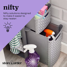 Store & Order Slimline 3 Drawer Tower - Slim & Narrow Plastic Drawers, Perfect Storage Unit for Bathroom, Hallway, Office, Wardrobe or Utility Room, Grey Rattan Design